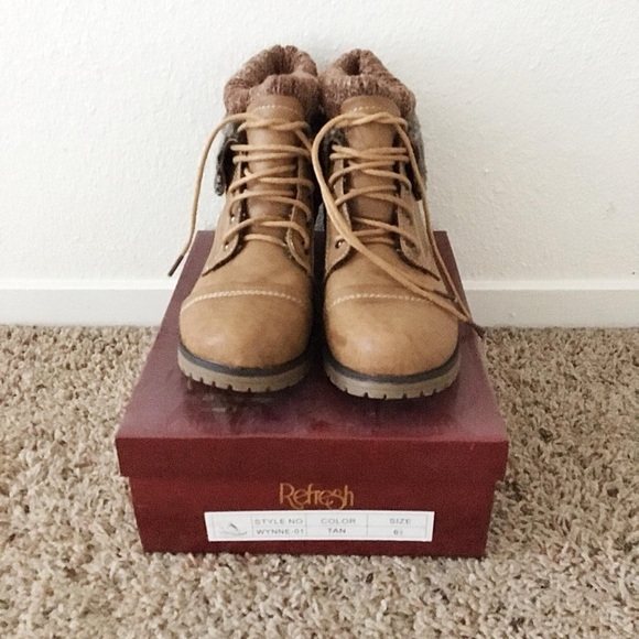 Taupe/Brown/Khaki Knot Combat Ankle Boots - Picture 3 of 4